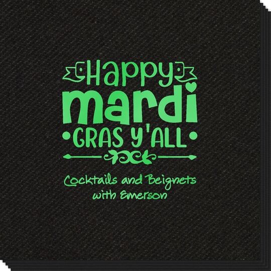 Happy Mardi Gras Y'All Linen Like Napkins